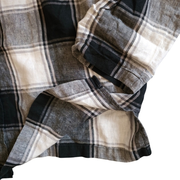 JM Collections Linen Black White Plaid Top - Picture 3 of 9